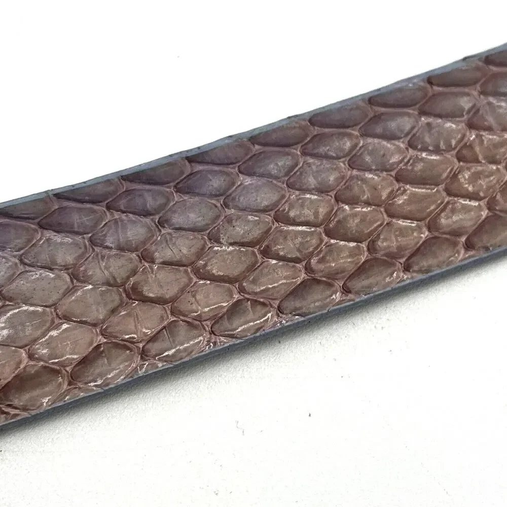 EMMANUEL | Large Genuine Reptile Veritable Snake Belt Silver Gold Tone Buckle‎